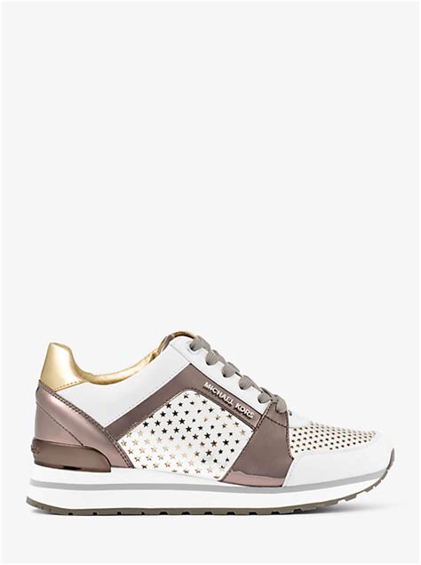 michael kors billie perforated metallic sneaker|Billie Perforated Leather and Suede Sneaker .